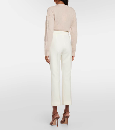 Shop Max Mara Nepeta Wool-blend Slim Pants In White