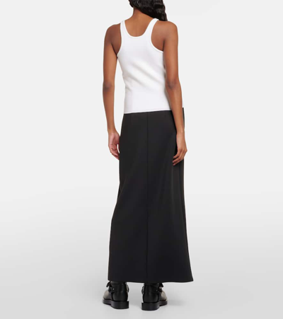Max Mara Cotton Crew Neck Top With Ribbed Texture In Neutrals