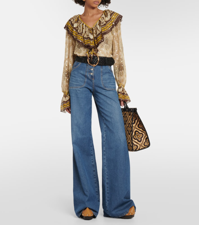 Etro 150mm Studded Leather Platform Clogs In Brown
