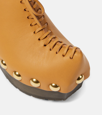 Etro 150mm Studded Leather Platform Clogs In Brown