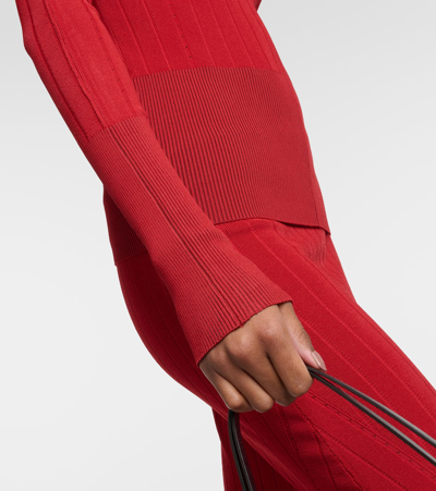 Shop Jacquemus Le Haut Pralu Off-shoulder Sweater In Red