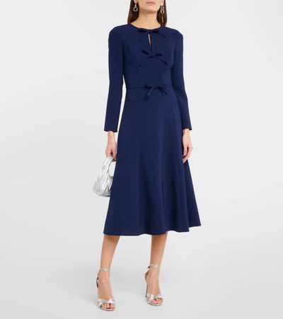 Shop Carolina Herrera Bow-detail Midi Dress In Blue