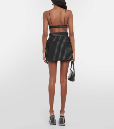 Shop Alex Perry High-rise Pinstripe Miniskirt In Black