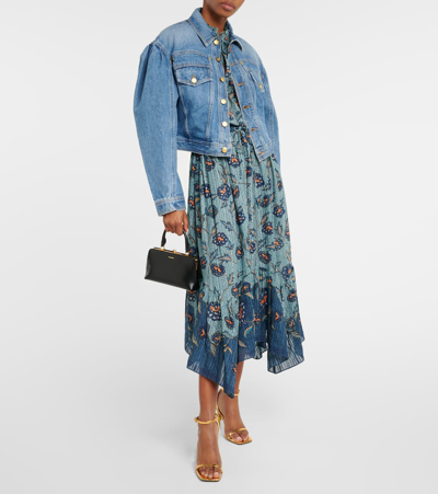 Shop Ulla Johnson Cosette Cropped Denim Jacket In Blue