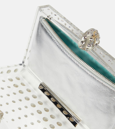 Aquazzura Tequila Rhinestone-embellished Clutch Bag In Silver