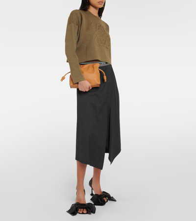 Shop Loewe Flamenco Mini Leather Clutch In Neutrals