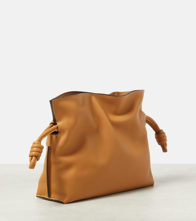 Shop Loewe Flamenco Mini Leather Clutch In Neutrals