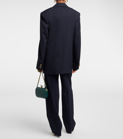 Shop Bottega Veneta Double-breasted Wool Blazer In Blue