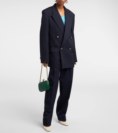 Bottega Veneta Oversized Wool Blazer In Blue