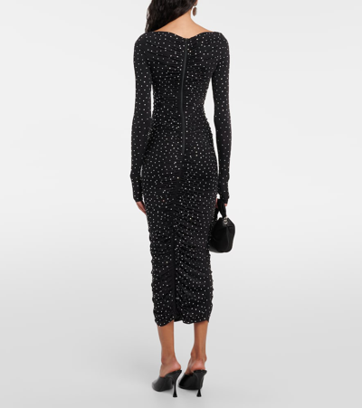 Shop Alex Perry Crystal-embellished Cutout Jersey Midi Dress In Black