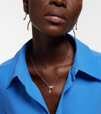 Ileana Makri Convolute Snake 18kt Gold Necklace With Gemstones In Gold