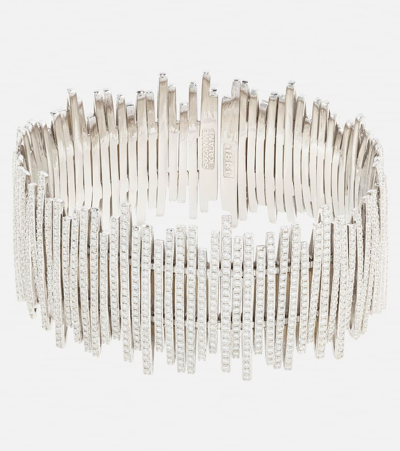 Shop Suzanne Kalan Classic 18kt White Gold Bangle With Diamonds In Metallic