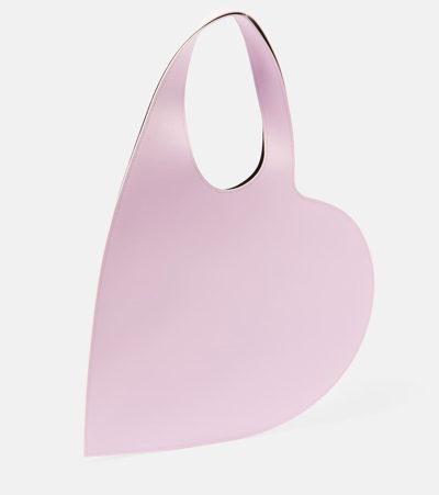 Shop Coperni Heart Leather Tote Bag In Pink
