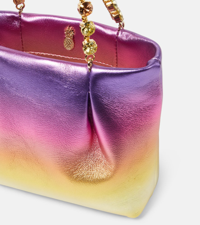 Shop Aquazzura Galactic Mini Embellished Leather Tote Bag In Gold