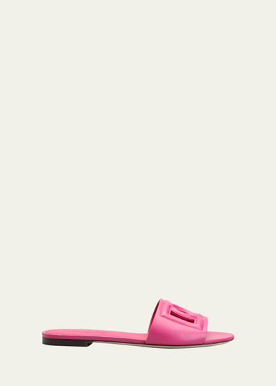 Shop Dolce & Gabbana Cutout Dg Flat Slide Sandals In Pink