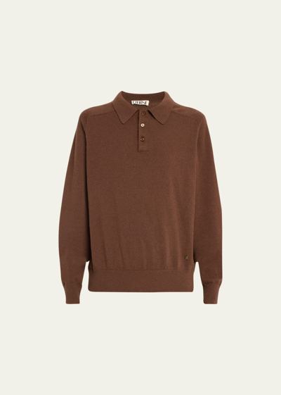 Shop Éterne Brady Cashmere Blouson Polo Sweater In Chocolate
