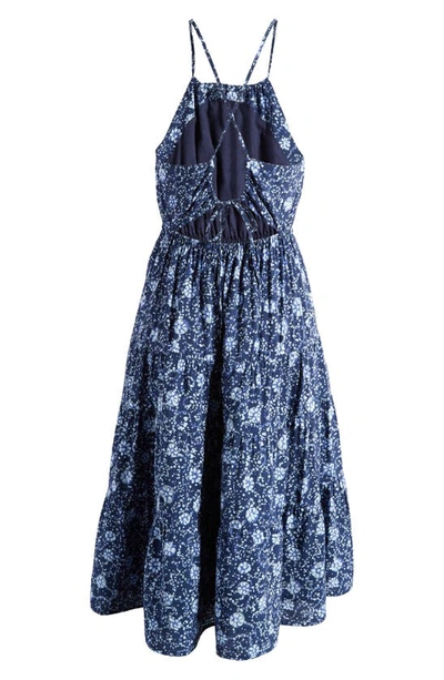 Shop Madewell Cross-back Halter Midi Dress In Classic Indigo