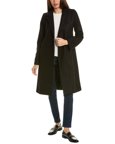 Shop Cole Haan Single-breasted Wool-blend Coat In Black