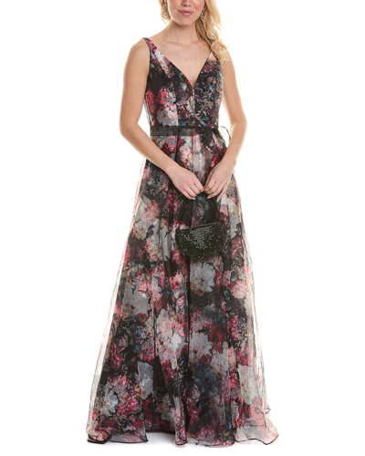 Shop Rene Ruiz Rene By  Collection V-neck Gown In Black