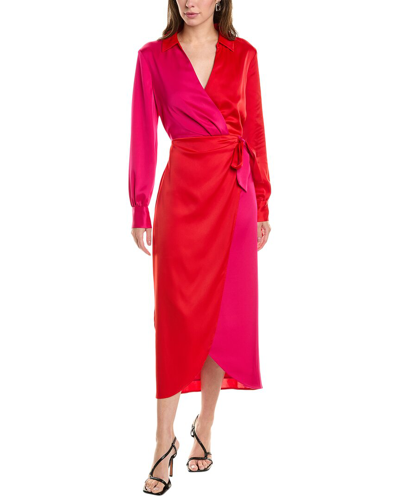 Shop Anne Klein Colorblock Faux Wrap Dress In Pink