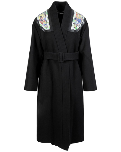 Shop Stella Mccartney Floral Print Shoulder Patch Belted Coat