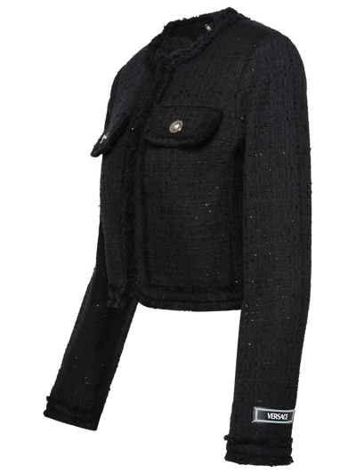 Shop Versace Black Cotton Blend Jacket