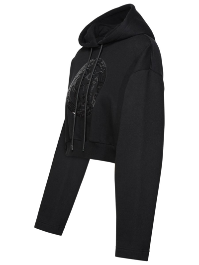 Shop Versace Medusa Cap.crop Sweatshirt In Black