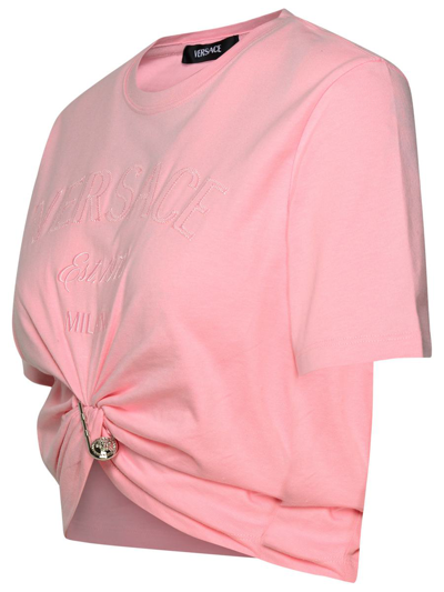 Shop Versace T-shirt Written Logo In Pink
