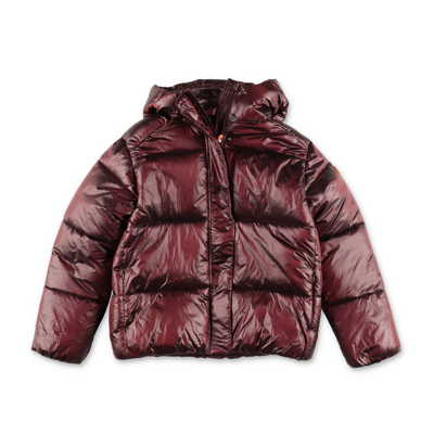 Shop Save The Duck Kids Logo Patch Hooded Jacket In Red