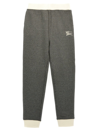 Shop Burberry Kids Logo Embroidered Track Pants In Grey