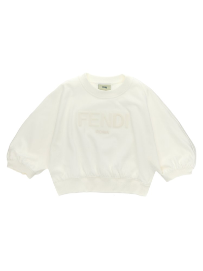 Shop Fendi Kids 3d Logo Crewneck Sweatshirt In White