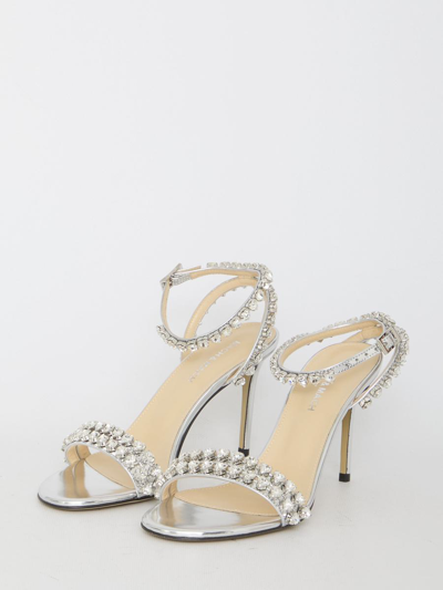 Shop Mach & Mach Audrey Crystal Sandals In Silver