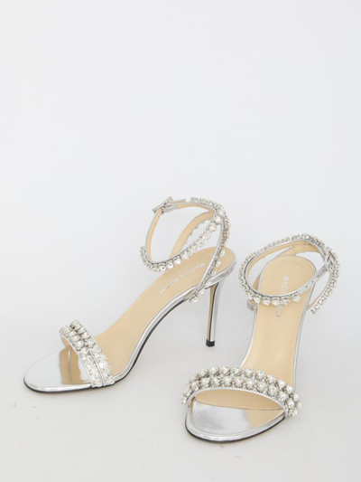 Shop Mach & Mach Audrey Crystal Sandals In Silver