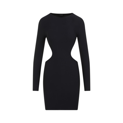 Shop Balenciaga Cut Out Mini Dress In Black