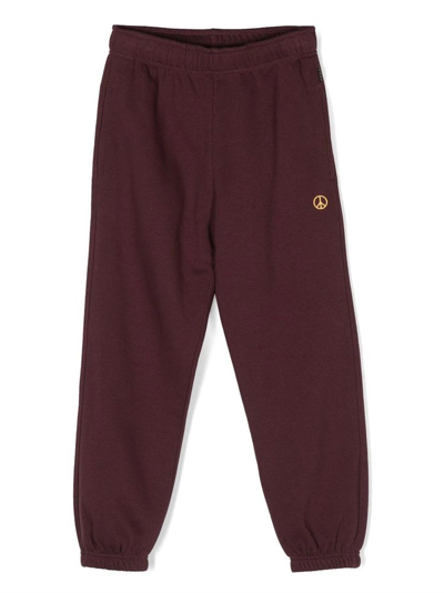 Shop Molo Adan Smiley Face Embroidered Track Pants In Red