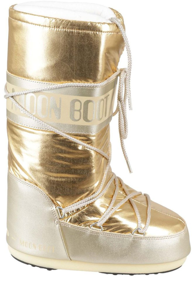 Shop Moon Boot Metallic Effect Lace In Gold