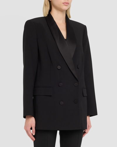 Shop L Agence Jayda Relaxed Double-breasted Blazer In Blackblac