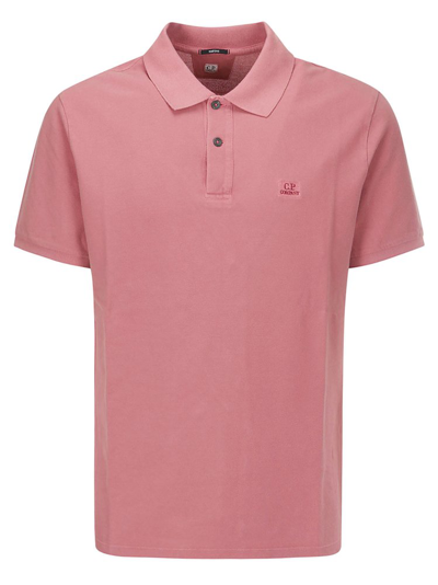 Shop C.p. Company Logo Patch Polo Shirt In Pink