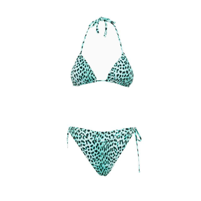 Shop Reina Olga Leopard Print Triangle Bikini Set In Multi