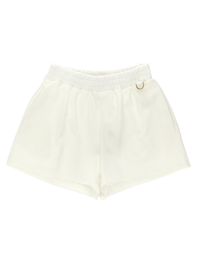 Shop Fendi Kids Elastic Waist Bermuda Shorts In White