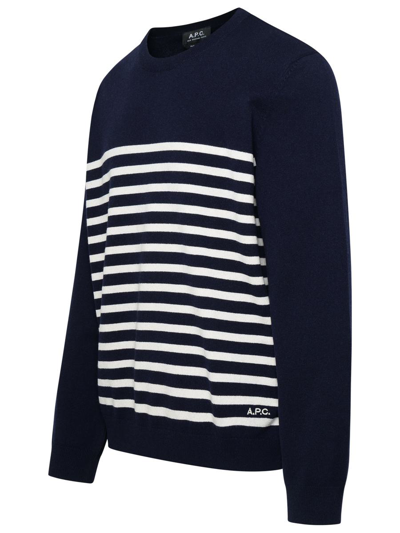 Shop Apc A.p.c. Matthew Stripe Cashmere Blend Sweater In Navy