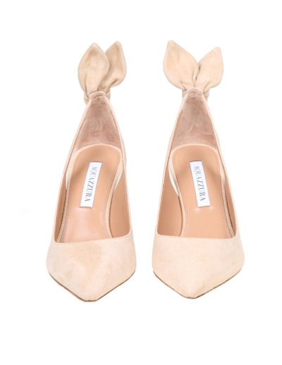 Shop Aquazzura Court Shoes In Suede Leather In Nude