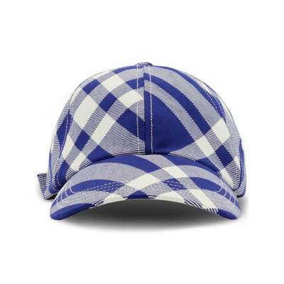 Shop Burberry Caps In Blue/white