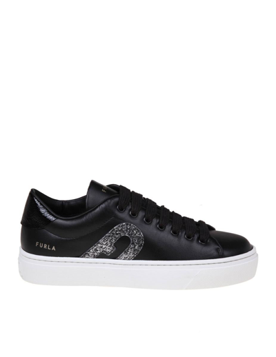 Shop Furla Synthetic Leather Sneakers In Black