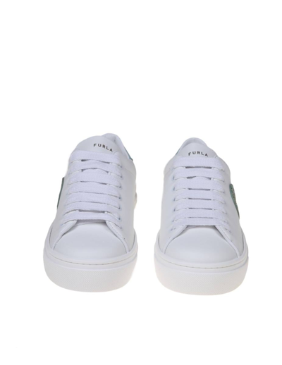 Shop Furla Synthetic Leather Sneakers In Talc/vergold