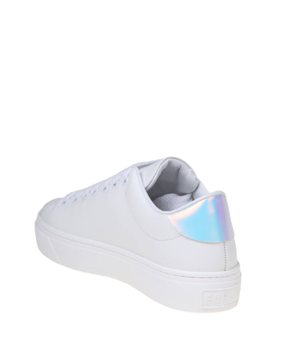 Shop Furla Synthetic Leather Sneakers In Talc/silver