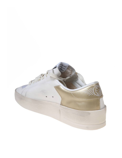 Shop Golden Goose Leather And Fabric Sneakers In White/gold