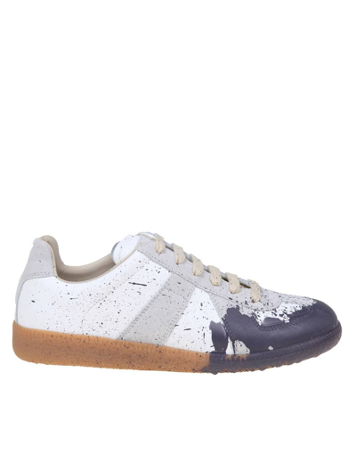 Shop Maison Margiela Calfskin Sneakers In White/grey