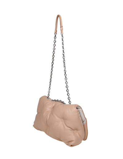 Shop Maison Margiela Shoulder Bag In Matelassé Leather In Beige