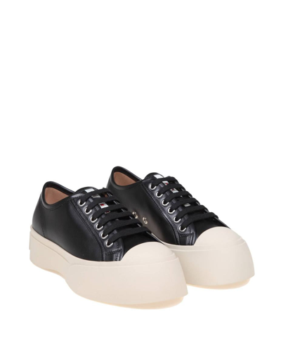 Shop Marni Leather Lace-up Sneakers In Black